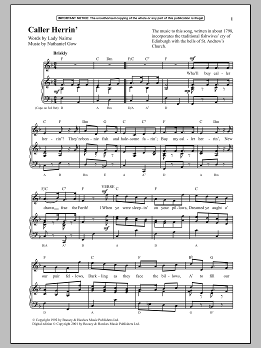 Download Nathaniel Gow Caller Herrin Sheet Music and learn how to play Piano PDF digital score in minutes