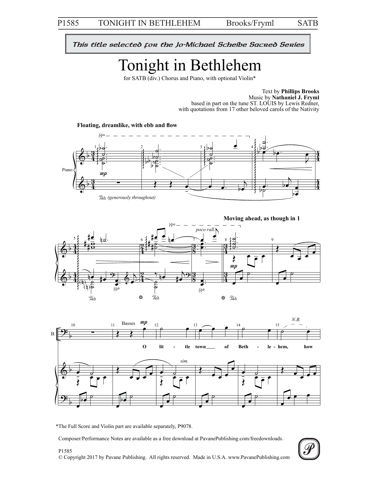 Download Nathaniel J. Fryml Tonight In Bethlehem Sheet Music and learn how to play SATB Choir PDF digital score in minutes