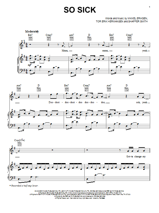Download Ne-Yo So Sick Sheet Music and learn how to play Piano, Vocal & Guitar (Right-Hand Melody) PDF digital score in minutes