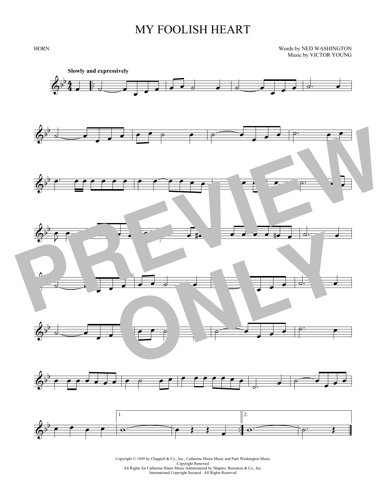 Download Ned Washington & Victor Young My Foolish Heart Sheet Music and learn how to play Flute Solo PDF digital score in minutes