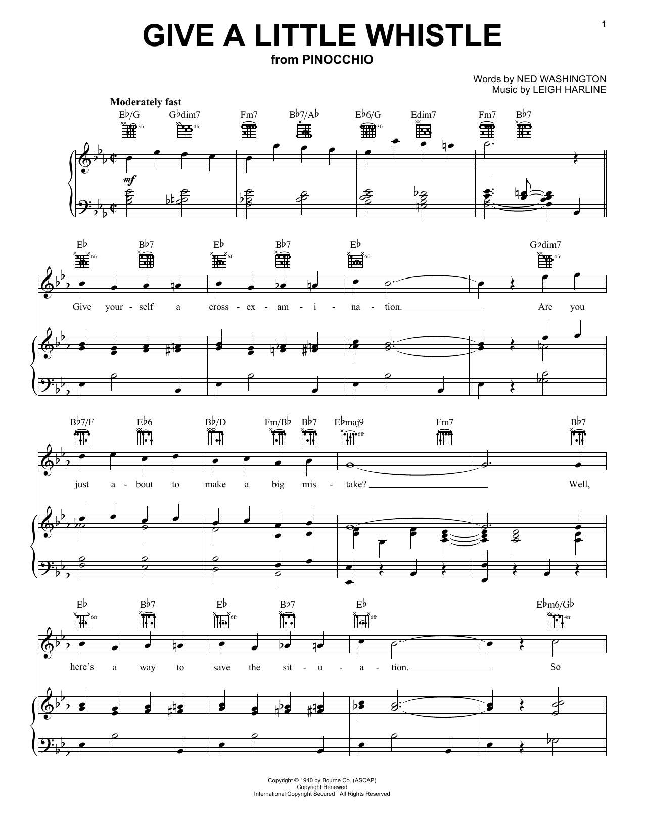 Download Ned Washington and Leigh Harline Give A Little Whistle (from Pinocchio) Sheet Music and learn how to play Recorder Solo PDF digital score in minutes