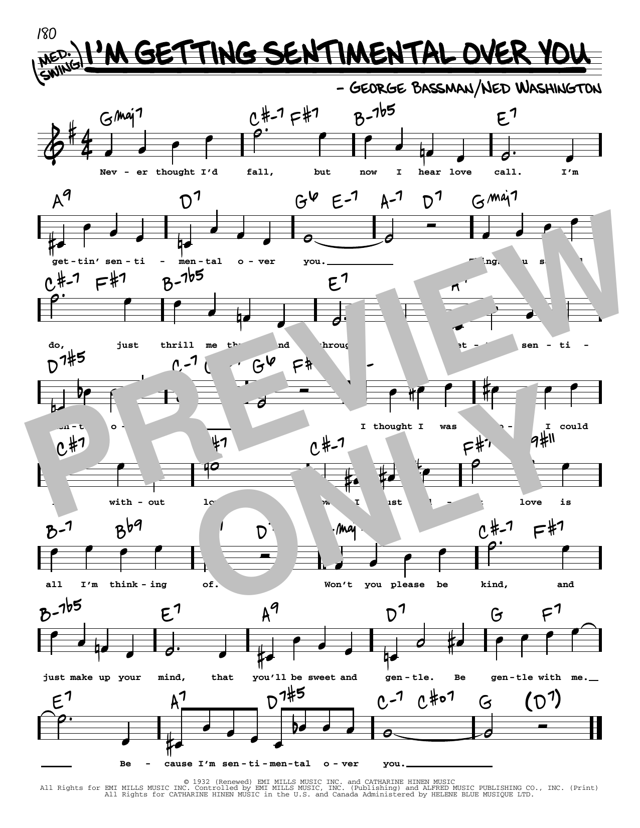Download Ned Washington I'm Getting Sentimental Over You (High Voice) Sheet Music and learn how to play Real Book – Melody, Lyrics & Chords PDF digital score in minutes