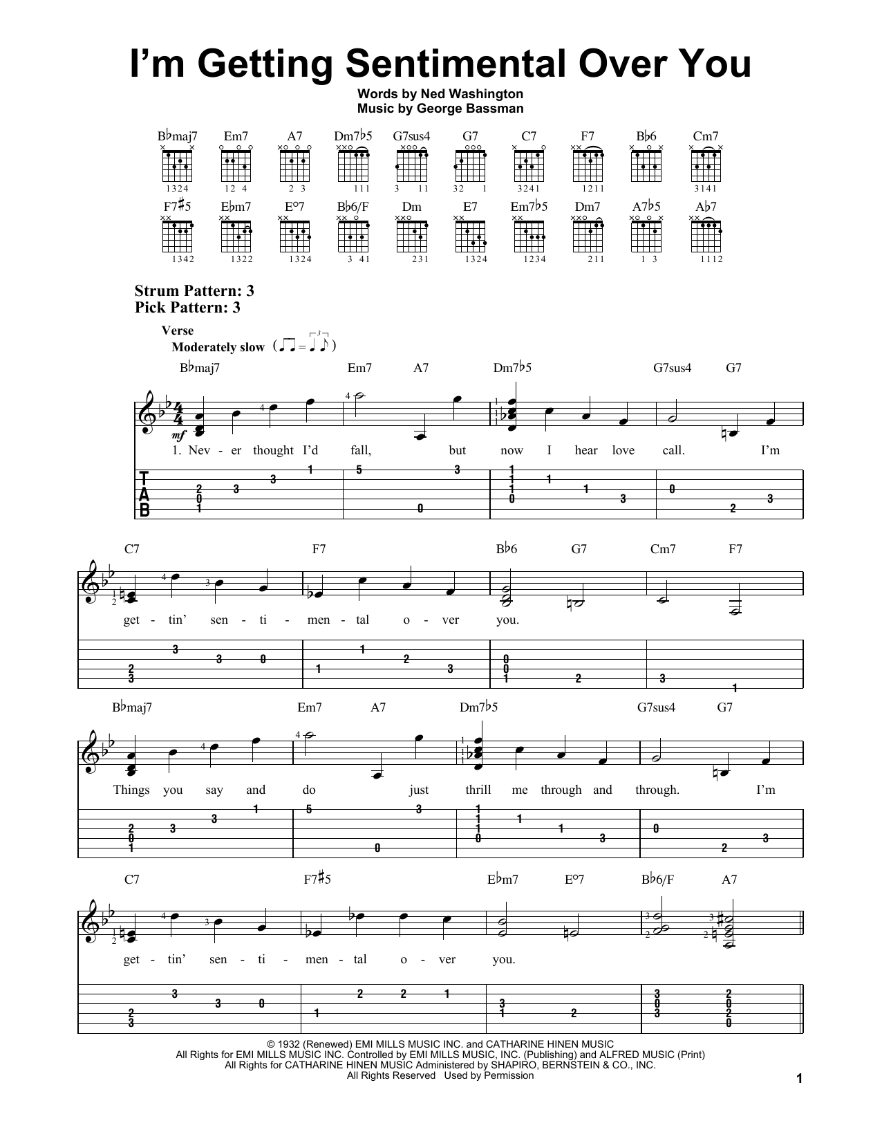 Download Ned Washington I'm Getting Sentimental Over You Sheet Music and learn how to play Real Book – Melody & Chords PDF digital score in minutes