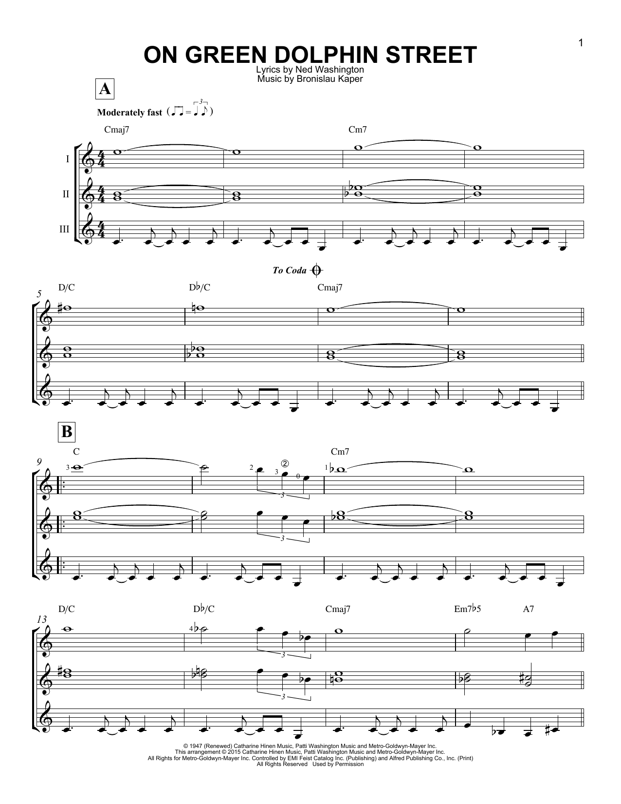 Download Ned Washington On Green Dolphin Street Sheet Music and learn how to play GTRENS PDF digital score in minutes