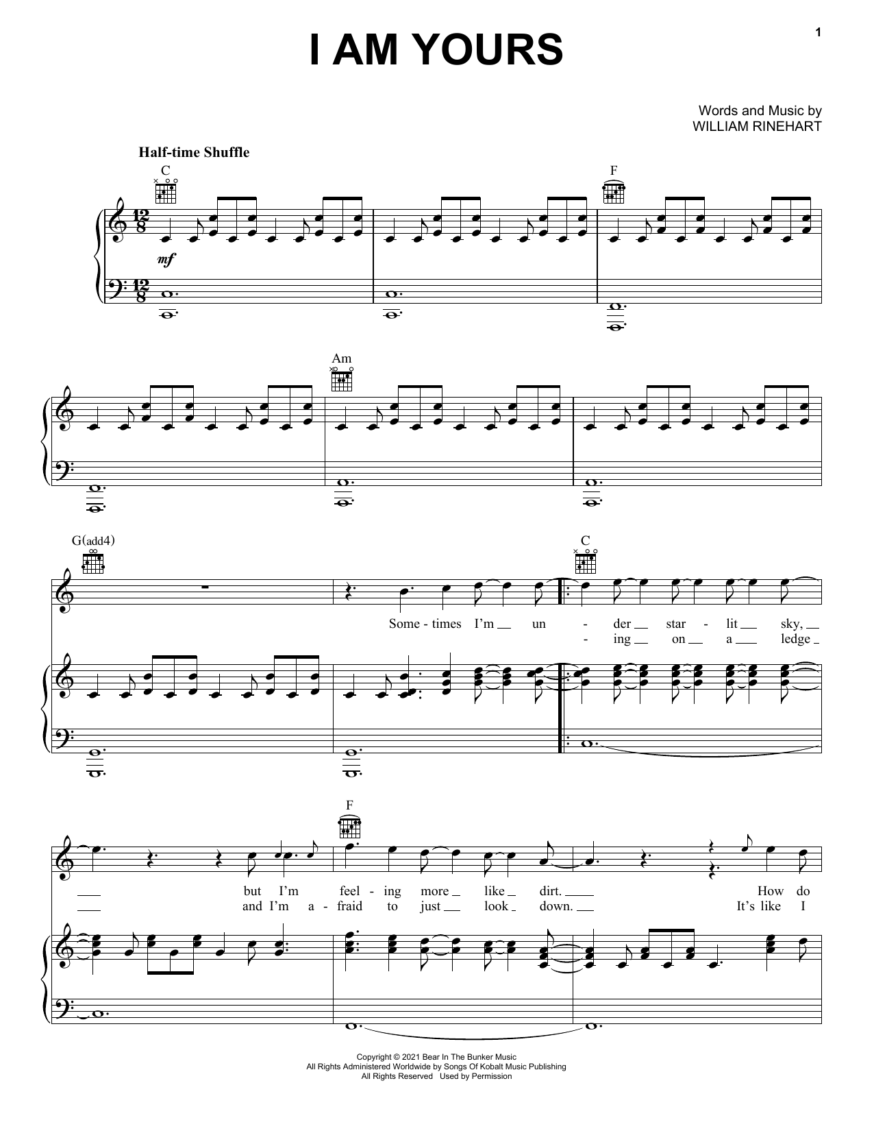 Download NEEDTOBREATHE I Am Yours Sheet Music and learn how to play Piano, Vocal & Guitar Chords (Right-Hand Melody) PDF digital score in minutes