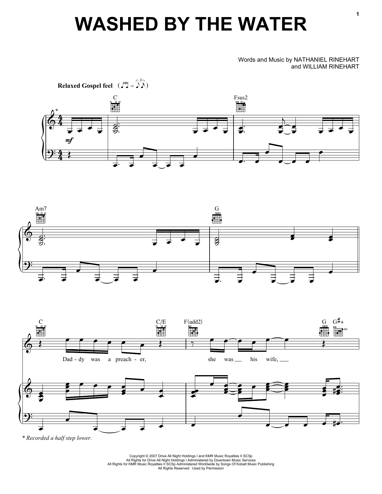 Download NEEDTOBREATHE Washed By The Water Sheet Music and learn how to play Piano, Vocal & Guitar (Right-Hand Melody) PDF digital score in minutes
