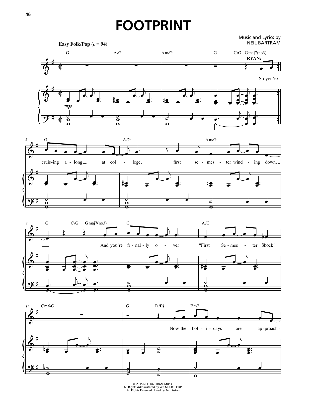 Download Neil Bartram Footprint Sheet Music and learn how to play Piano & Vocal PDF digital score in minutes