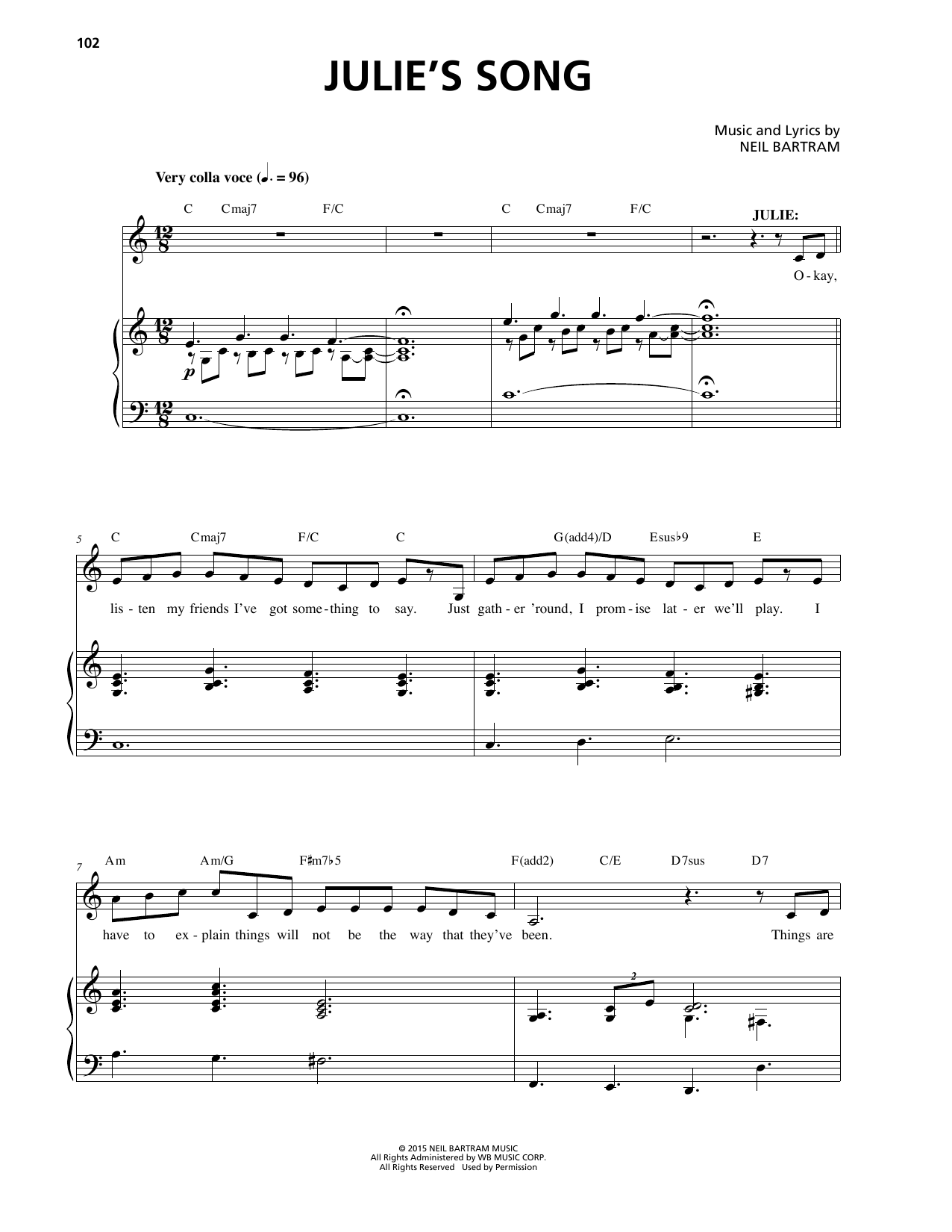 Download Neil Bartram Julie's Song Sheet Music and learn how to play Piano & Vocal PDF digital score in minutes
