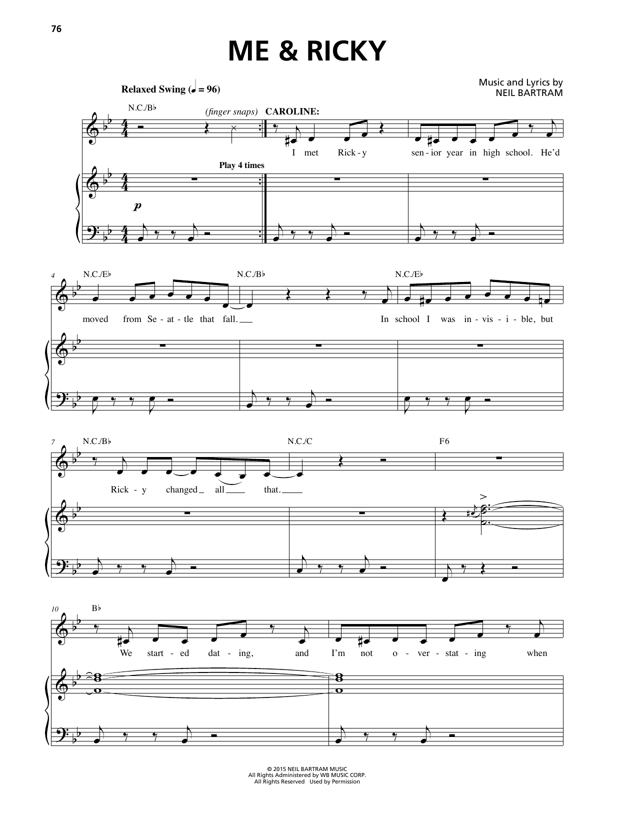 Download Neil Bartram Me & Ricky Sheet Music and learn how to play Piano & Vocal PDF digital score in minutes