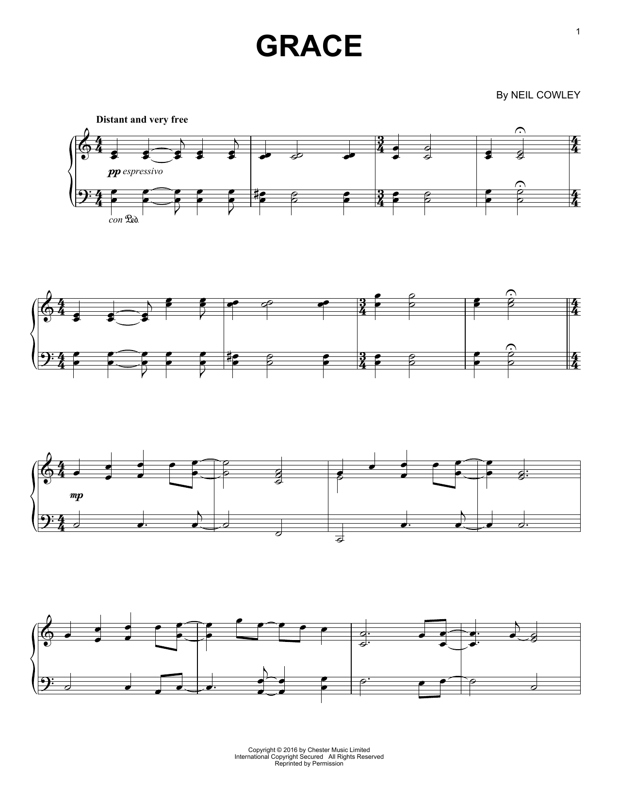 Download Neil Cowley Grace Sheet Music and learn how to play Easy Piano PDF digital score in minutes