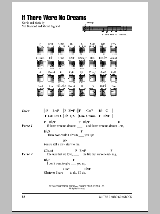 Download Neil Diamond If There Were No Dreams Sheet Music and learn how to play Lyrics & Chords PDF digital score in minutes