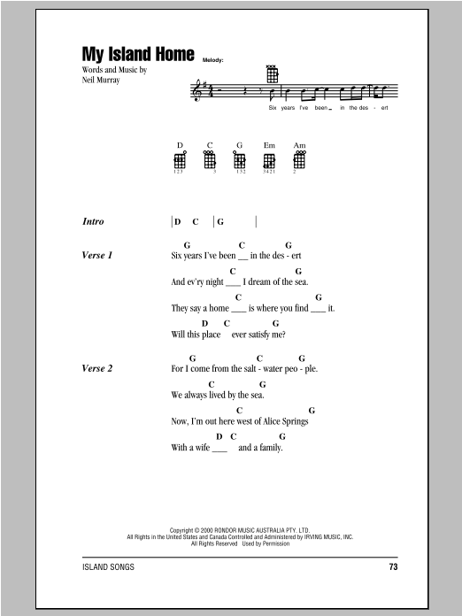 Download Neil Murray My Island Home Sheet Music and learn how to play Ukulele with strumming patterns PDF digital score in minutes