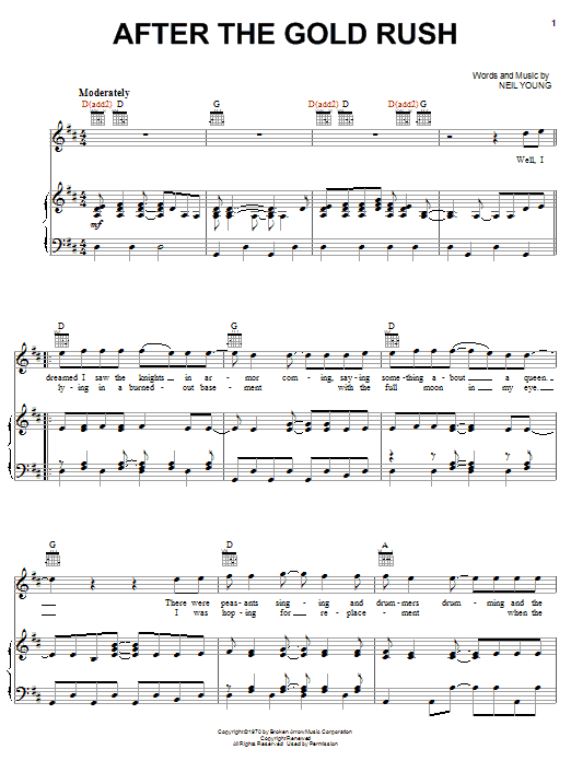 Download Neil Young After The Gold Rush Sheet Music and learn how to play Guitar Tab PDF digital score in minutes