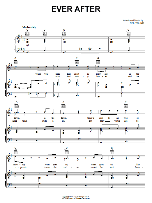 Download Neil Young Ever After Sheet Music and learn how to play Piano, Vocal & Guitar (Right-Hand Melody) PDF digital score in minutes