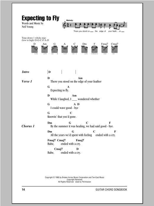 Download Neil Young Expecting To Fly Sheet Music and learn how to play Lyrics & Chords PDF digital score in minutes