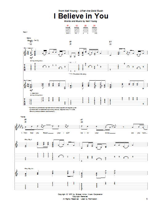 Download Neil Young I Believe In You Sheet Music and learn how to play Lyrics & Chords PDF digital score in minutes
