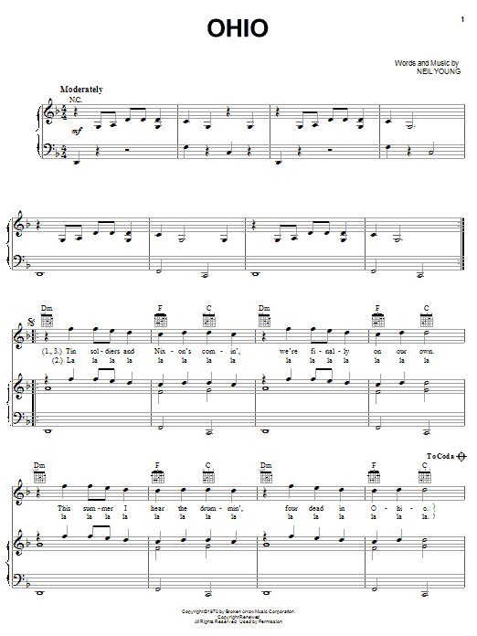 Download Neil Young Ohio Sheet Music and learn how to play Guitar Tab PDF digital score in minutes