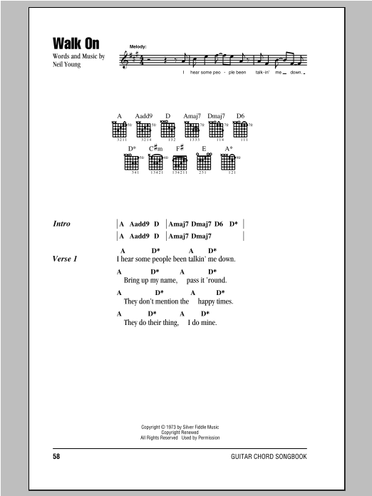 Download Neil Young Walk On Sheet Music and learn how to play Guitar Tab PDF digital score in minutes
