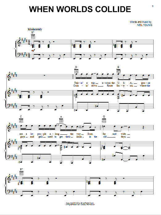 Download Neil Young When Worlds Collide Sheet Music and learn how to play Piano, Vocal & Guitar (Right-Hand Melody) PDF digital score in minutes