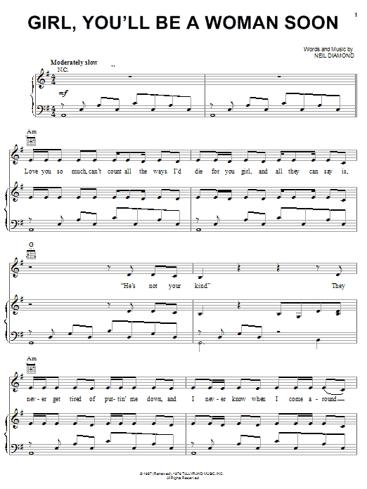 Download Urge Overkill Sheet Music and learn how to play Piano, Vocal & Guitar (Right-Hand Melody) PDF score in minutes