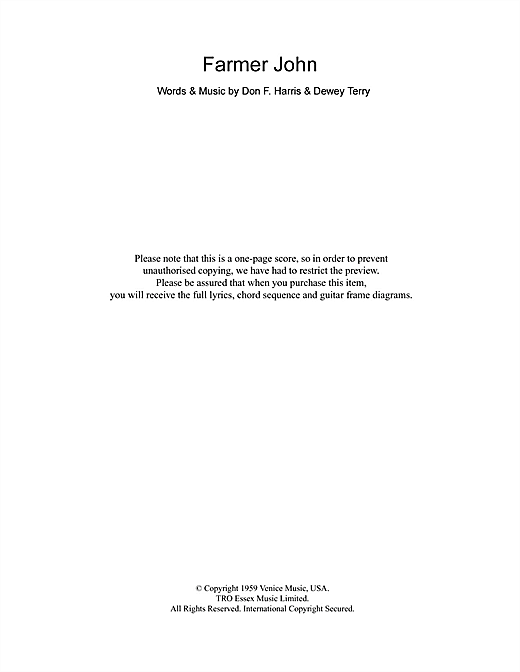 Download Neil Young Farmer John Sheet Music and learn how to play Lyrics & Chords PDF digital score in minutes