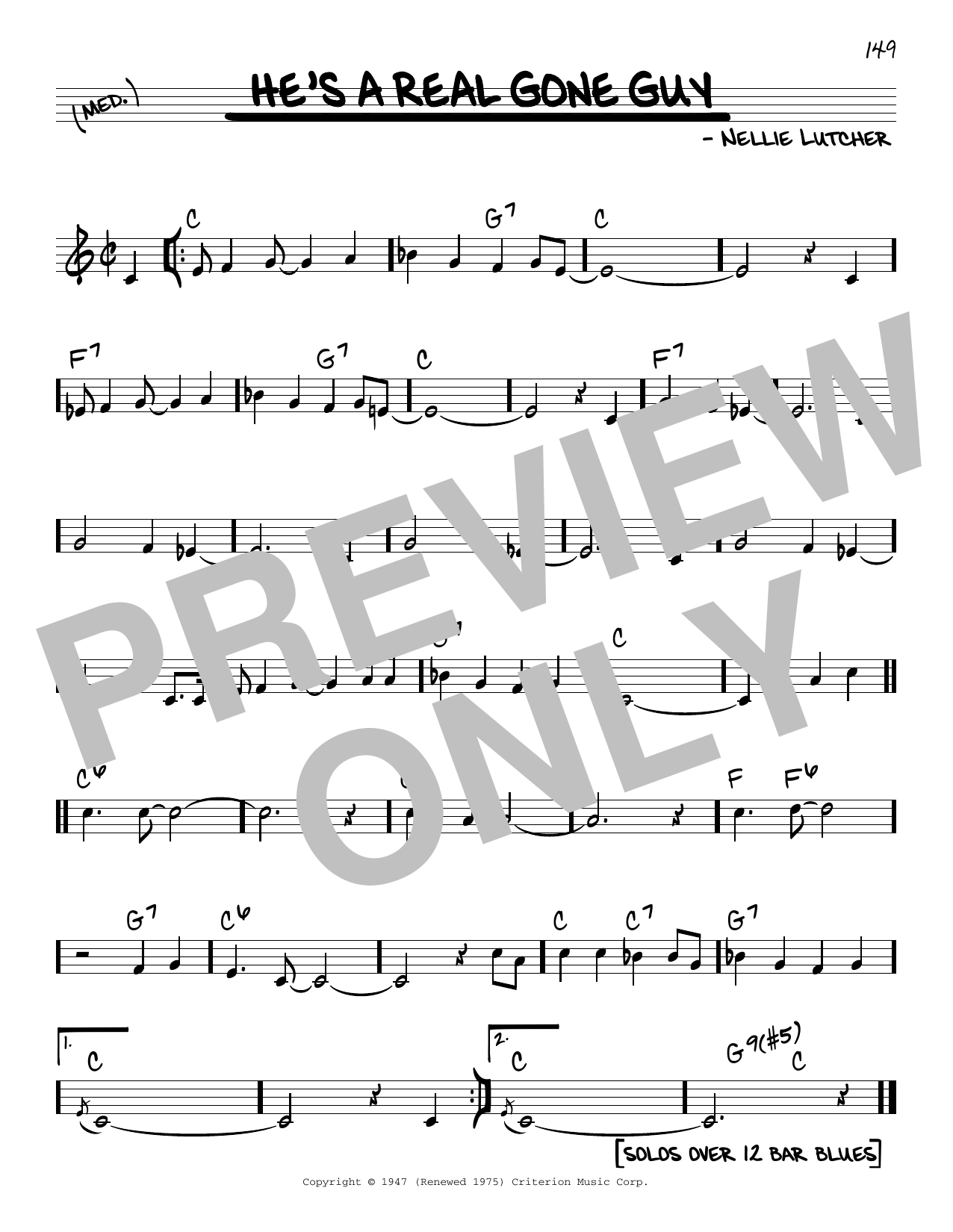 Download Nellie Lutcher He's A Real Gone Guy Sheet Music and learn how to play Real Book – Melody & Chords PDF digital score in minutes