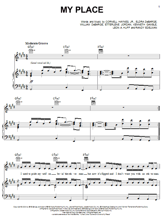 Download Nelly My Place (feat. Jaheim) Sheet Music and learn how to play Piano, Vocal & Guitar (Right-Hand Melody) PDF digital score in minutes