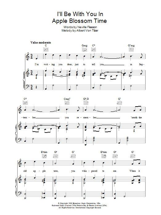 Download Albert Von Tilzer I'll Be With You In Apple Blossom Time Sheet Music and learn how to play Ukulele PDF digital score in minutes