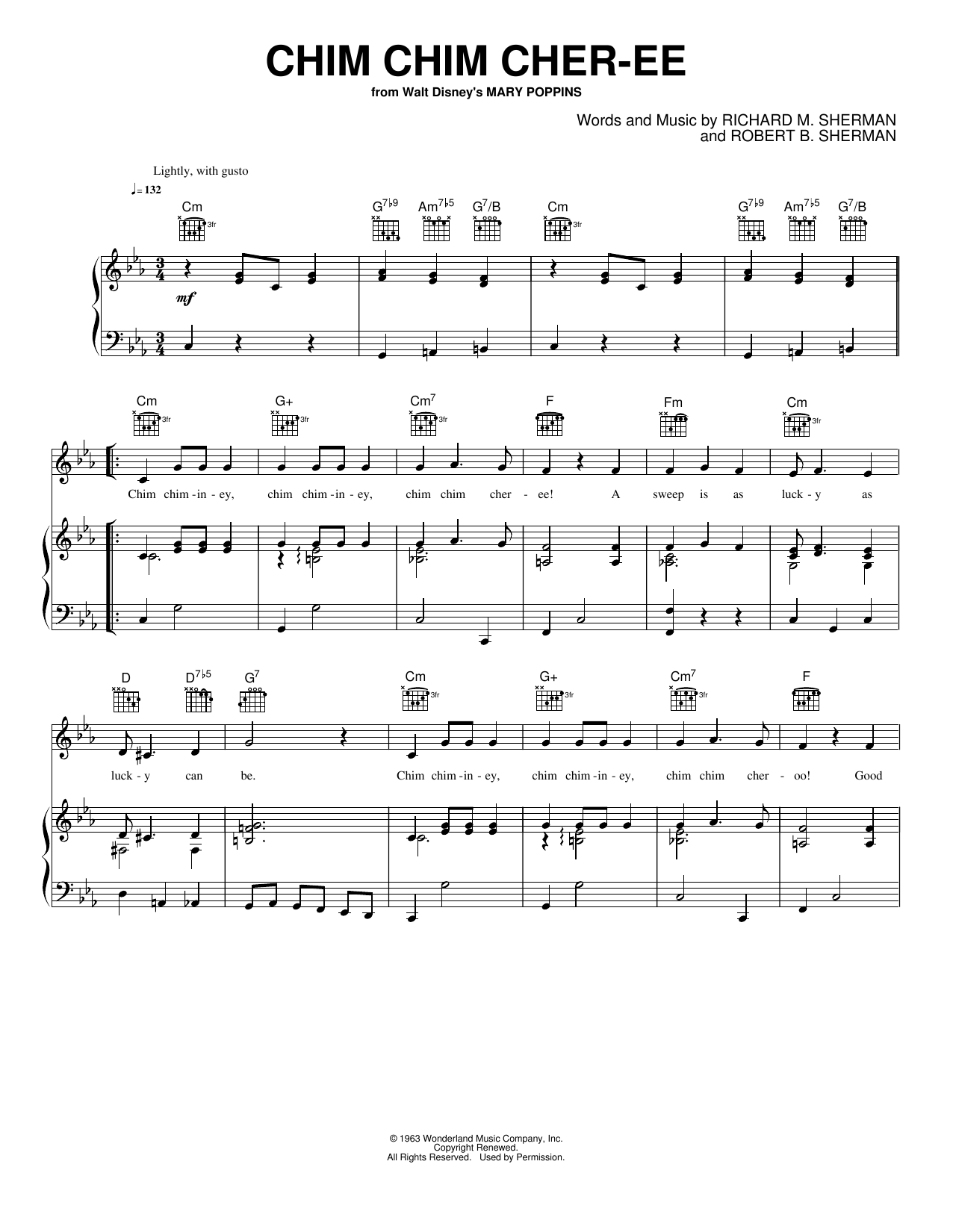 Download New Christy Minstrels Chim Chim Cher-ee Sheet Music and learn how to play Piano, Vocal & Guitar Chords (Right-Hand Melody) PDF digital score in minutes