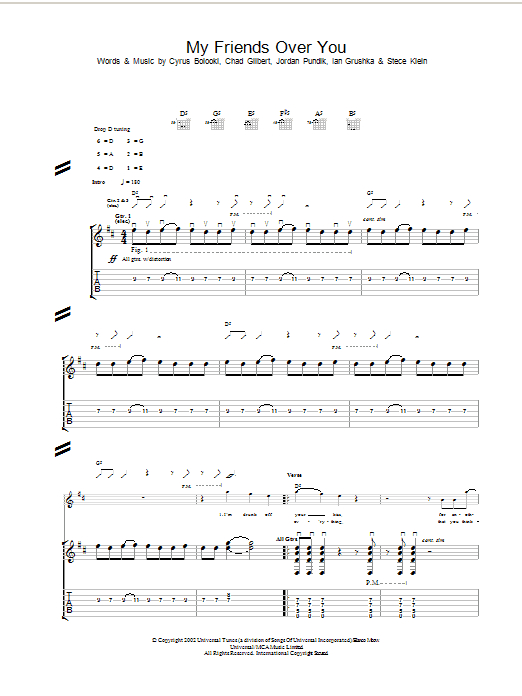 Download New Found Glory My Friends Over You Sheet Music and learn how to play Guitar Tab PDF digital score in minutes