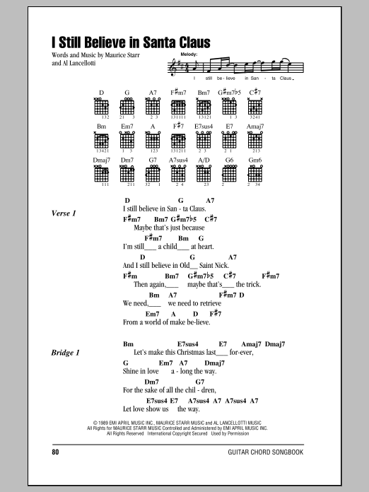 Download Al Lancellotti I Still Believe In Santa Claus Sheet Music and learn how to play Easy Guitar PDF digital score in minutes