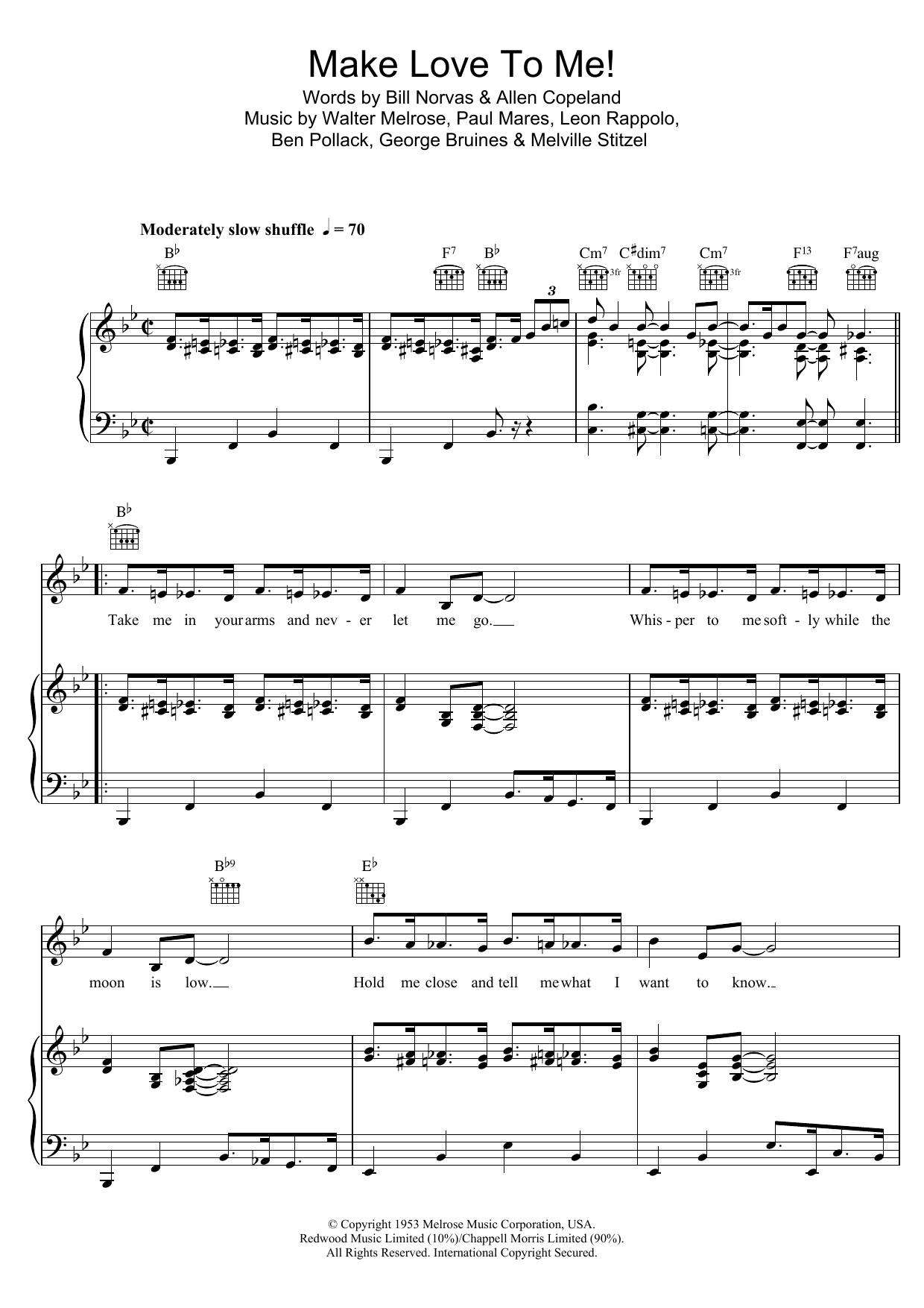 Download New Orleans Rhythm Kings Make Love To Me Sheet Music and learn how to play Piano, Vocal & Guitar (Right-Hand Melody) PDF digital score in minutes