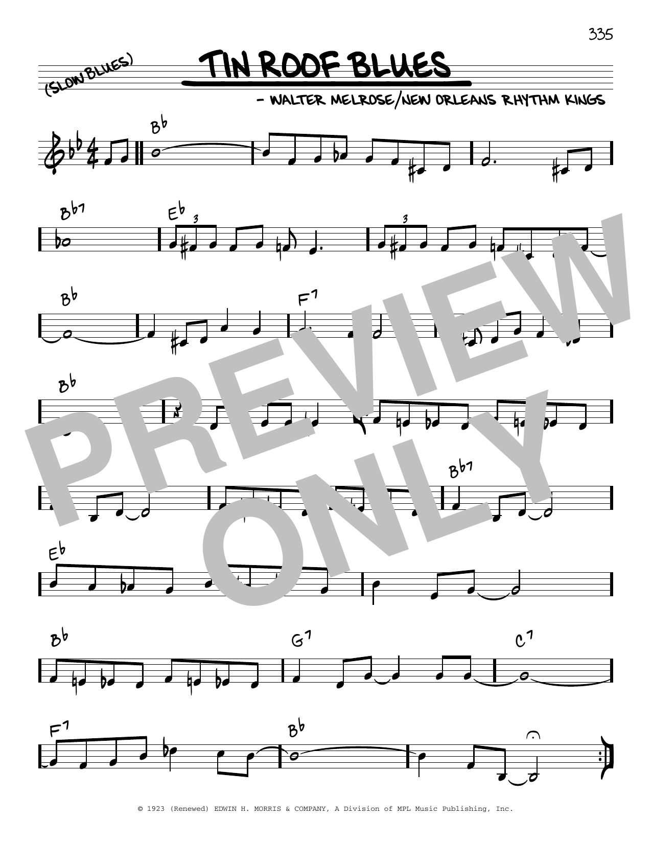 Download New Orleans Rhythm Kings Tin Roof Blues (arr. Robert Rawlins) Sheet Music and learn how to play Real Book – Melody, Lyrics & Chords PDF digital score in minutes