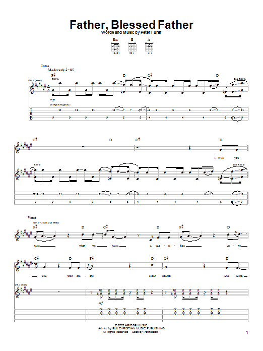 Download Newsboys Father, Blessed Father Sheet Music and learn how to play Guitar Tab PDF digital score in minutes