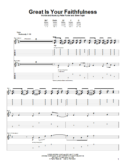 Download Newsboys Great Is Your Faithfulness Sheet Music and learn how to play Guitar Tab PDF digital score in minutes