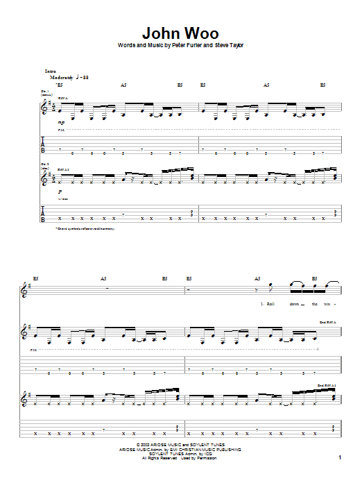 Download Newsboys John Woo Sheet Music and learn how to play Guitar Tab PDF digital score in minutes