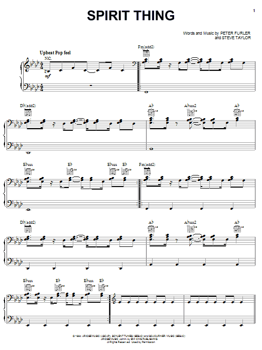 Download Newsboys Spirit Thing Sheet Music and learn how to play Piano, Vocal & Guitar (Right-Hand Melody) PDF digital score in minutes
