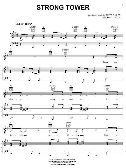 Download Newsboys Strong Tower Sheet Music and learn how to play Piano, Vocal & Guitar (Right-Hand Melody) PDF digital score in minutes
