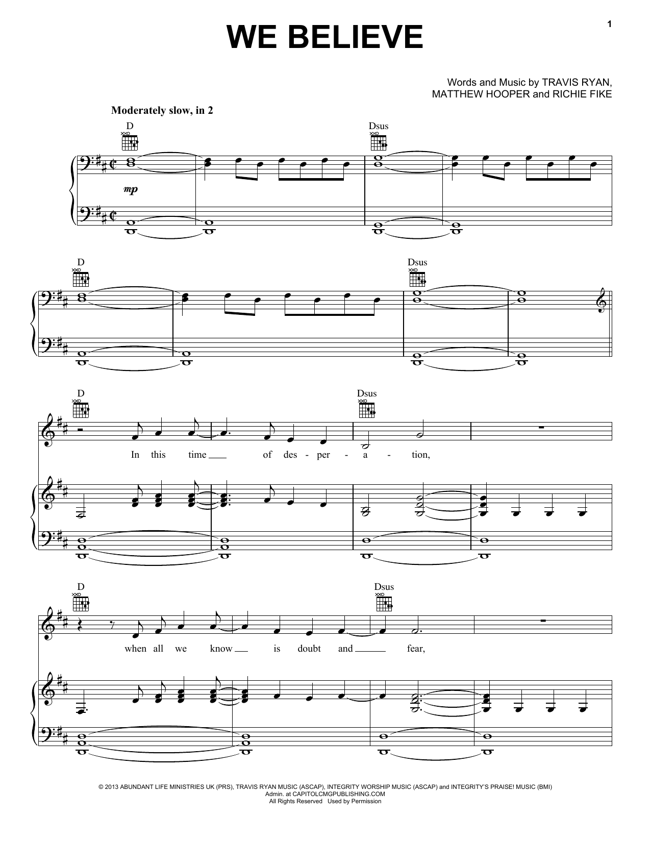 Download Newsboys We Believe Sheet Music and learn how to play Lead Sheet / Fake Book PDF digital score in minutes