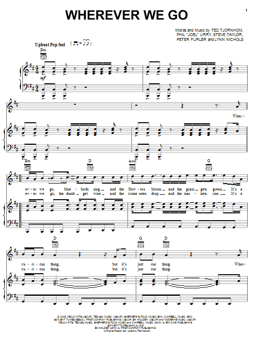 Download Newsboys Wherever We Go Sheet Music and learn how to play Piano, Vocal & Guitar (Right-Hand Melody) PDF digital score in minutes