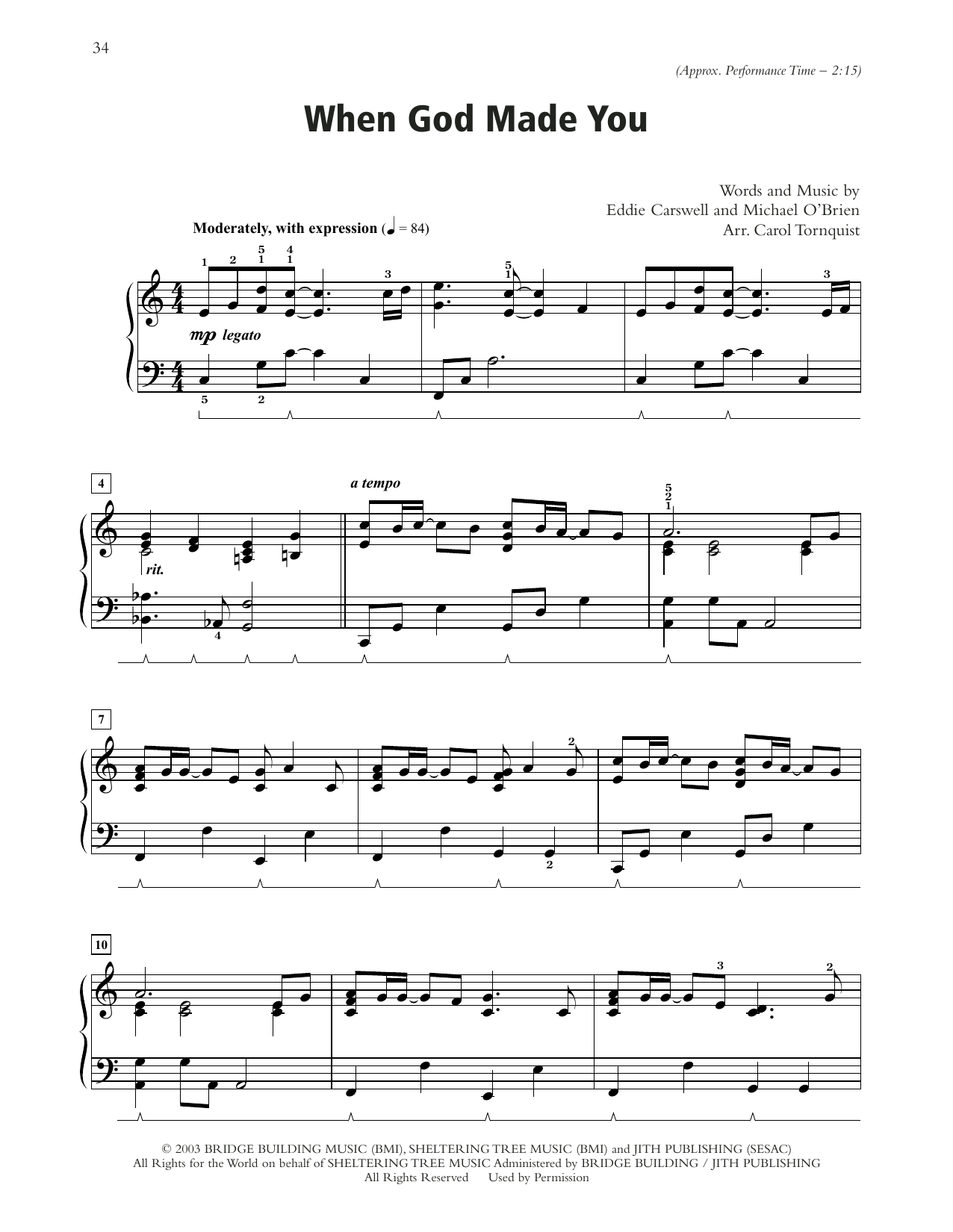 Download Newsong When God Made You (arr. Carol Tornquist) Sheet Music and learn how to play Piano Solo PDF digital score in minutes