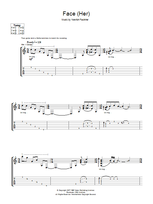 Download Newton Faulkner Face (Her) Sheet Music and learn how to play Guitar Tab PDF digital score in minutes