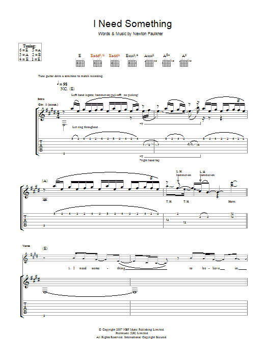 Download Newton Faulkner I Need Something Sheet Music and learn how to play Piano, Vocal & Guitar PDF digital score in minutes