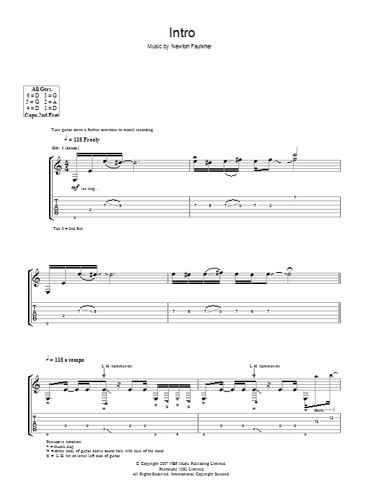 Download Newton Faulkner Intro Sheet Music and learn how to play Guitar Tab PDF digital score in minutes