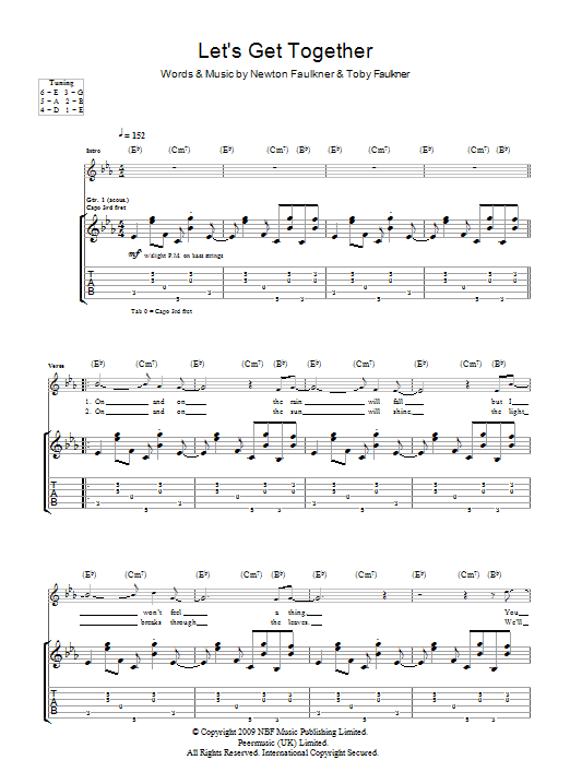 Download Newton Faulkner Let's Get Together Sheet Music and learn how to play Guitar Tab PDF digital score in minutes
