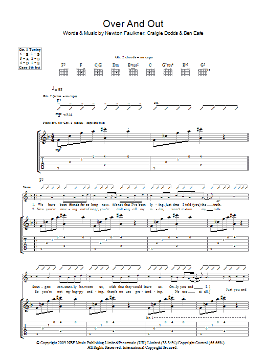 Download Newton Faulkner Over And Out Sheet Music and learn how to play Guitar Tab PDF digital score in minutes