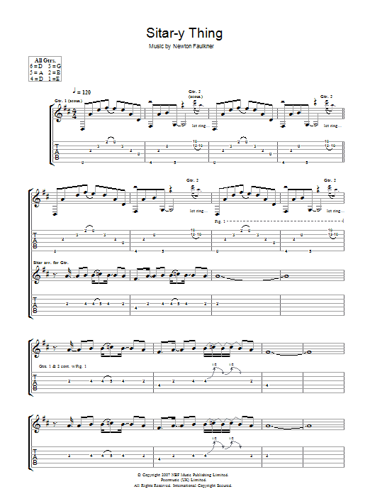 Download Newton Faulkner Sitar-y Thing Sheet Music and learn how to play Guitar Tab PDF digital score in minutes
