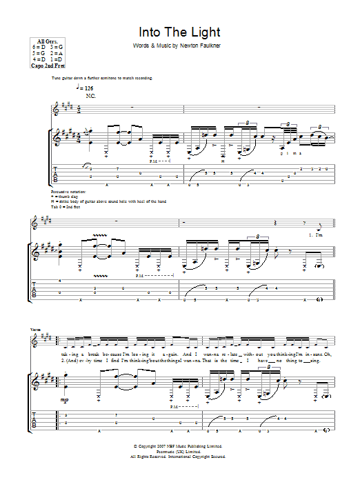 Download Newton Faulkner To The Light Sheet Music and learn how to play Guitar Tab PDF digital score in minutes
