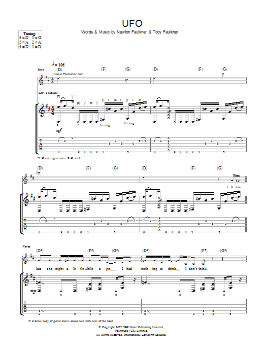 Download Newton Faulkner U.F.O. Sheet Music and learn how to play Guitar Tab PDF digital score in minutes