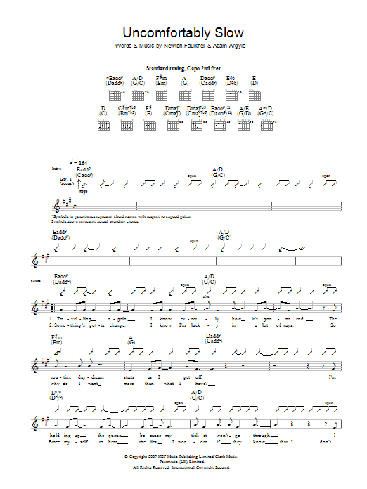 Download Newton Faulkner Uncomfortably Slow Sheet Music and learn how to play Guitar Tab PDF digital score in minutes
